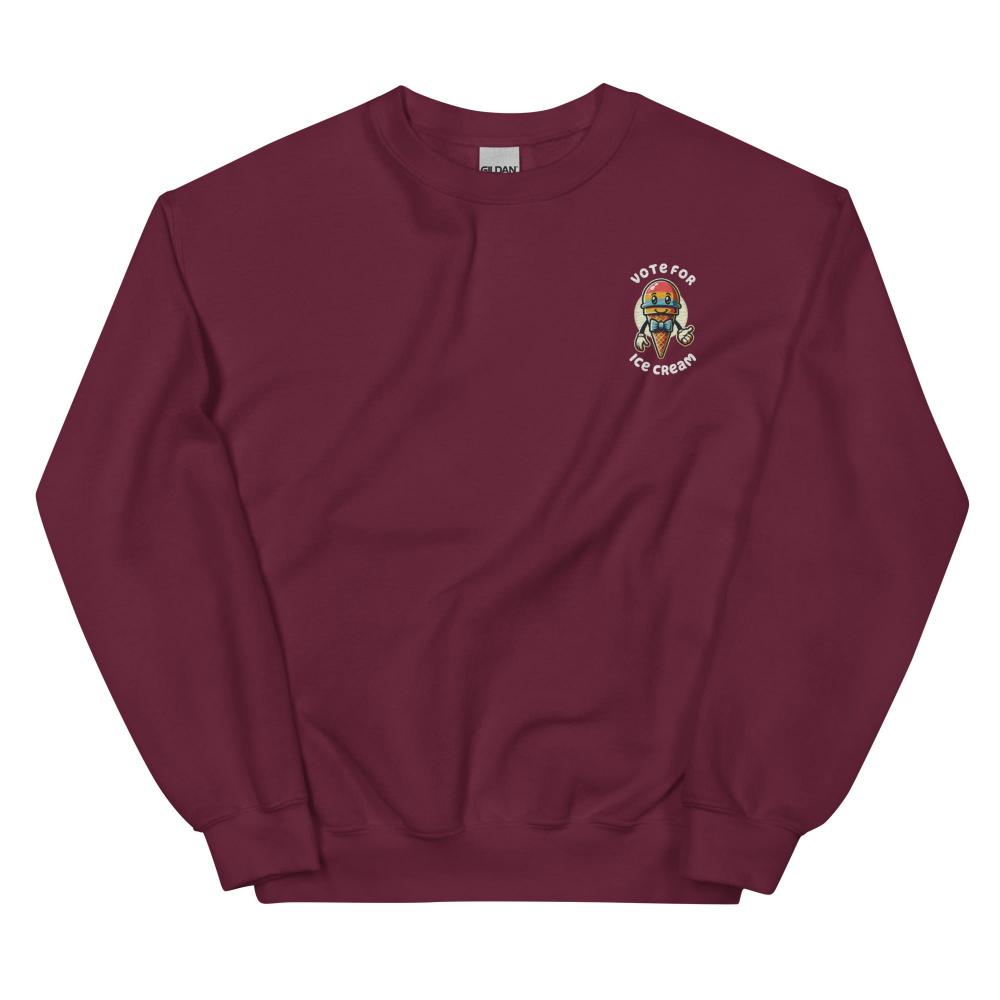 Vote For Ice Cream Embroidered Sweatshirt - Maroon Color - https://ascensionemporium.net